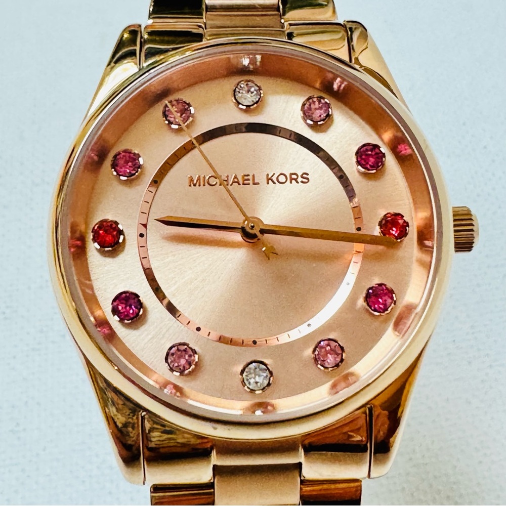 Michael Kors Colette Women's Rose Gold Stainless Bracelet Watch Crystals MK-6604 - Picture 13 of 14